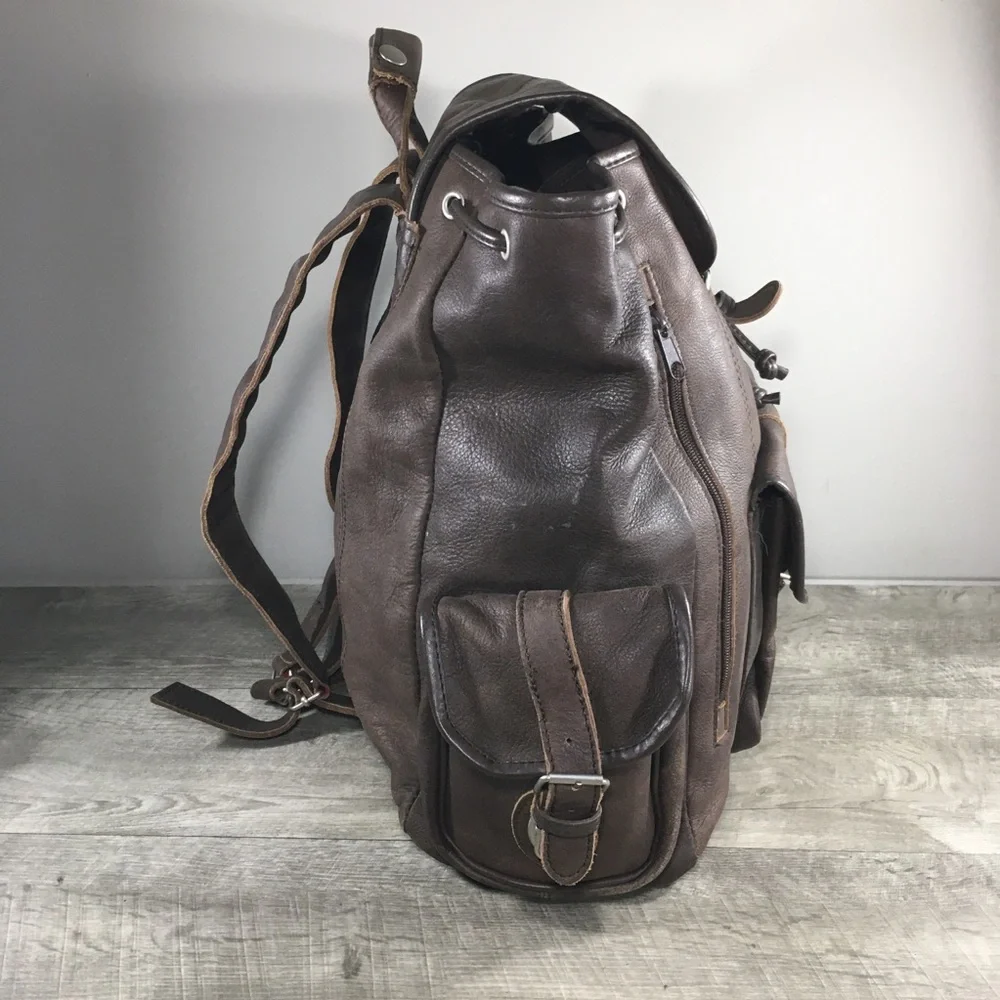 Classic Brown Leather Men's Backpack